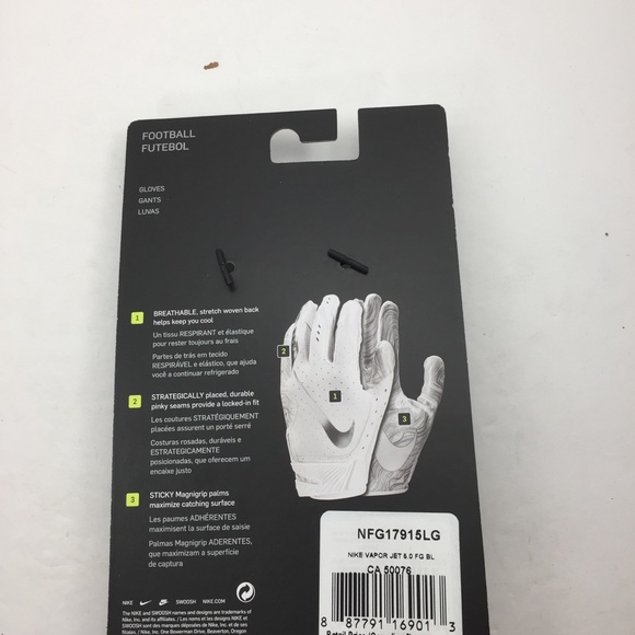 New Nike Vapor Jet 5.0 Football Glove Black Silver - Picture 3 of 7